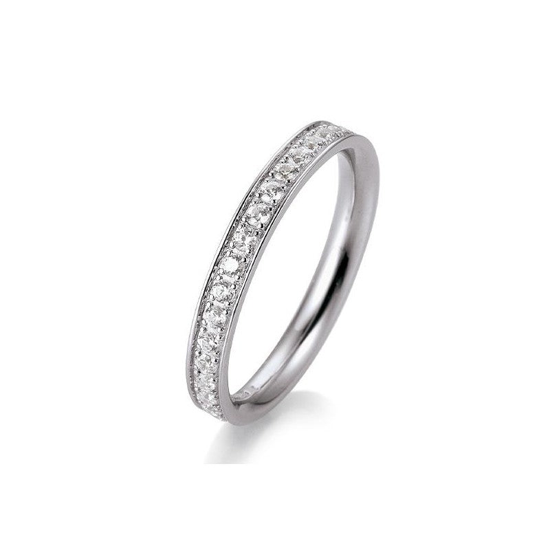 Memoire Ring mit Brillanten gefasst im Verschnitt in Gold oder Platin