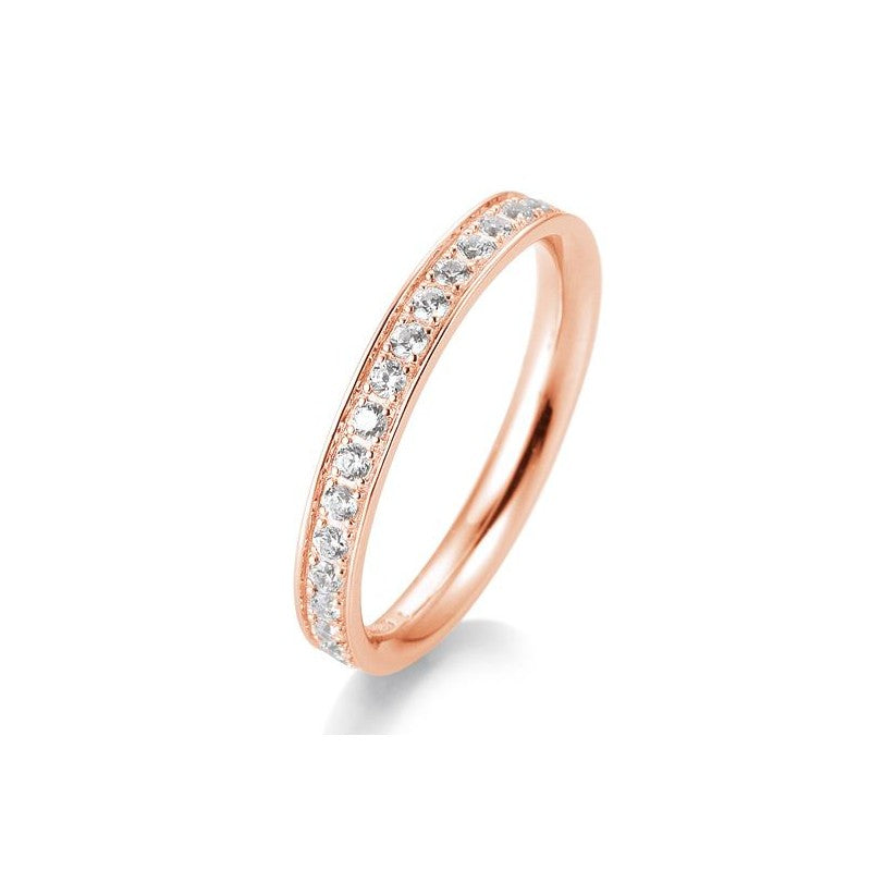 Memoire Ring mit Brillanten gefasst im Verschnitt in Gold oder Platin
