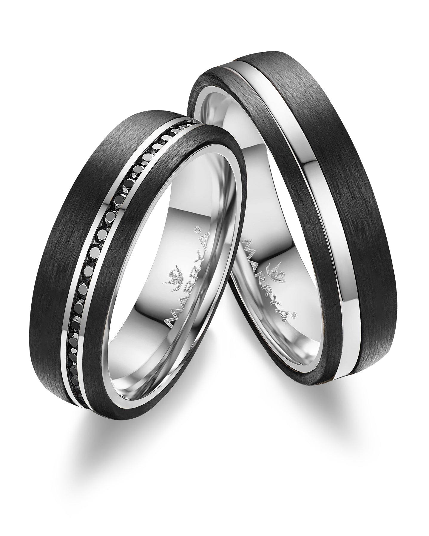 Trauringe/Partnerringe 333 Gelbgold Carbon mit Zirkonia oder Brillant