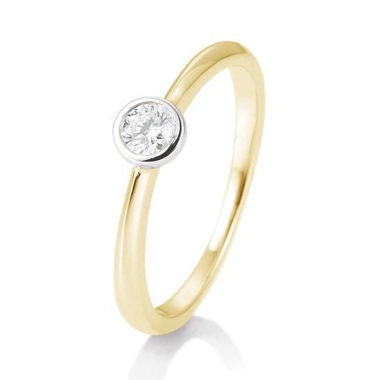 Breuning Solitaire Ring Breuning Solitaire Ring Zargenfassung Bicolor Weiss-Gold/Gelb-Gold in der Hochzeitsschmiede Aachen kaufen