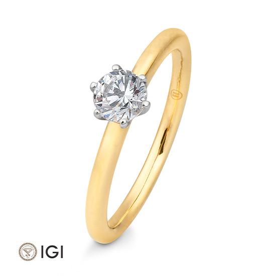 Breuning Verlobungsring Breuning Solitaire 6er Krappe bicolor Weiss-Gold/Gelb-Gold in der Hochzeitsschmiede Aachen kaufen