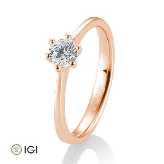Breuning Verlobungsring Breuning Solitaire 6er Krappe Rot-Gold in der Hochzeitsschmiede Aachen kaufen