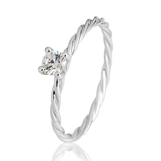 Breuning Verlobungsring Breuning Solitaire Verlobungsring Kordel Weiss-Gold in der Hochzeitsschmiede Aachen kaufen