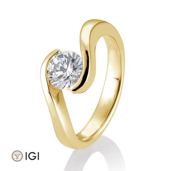 Breuning Solitaire Ring Breuning Solitaire Ring Schwung Gelb-Gold in der Hochzeitsschmiede Aachen kaufen