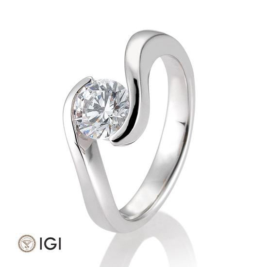 Breuning Solitaire Ring Breuning Solitaire Ring Schwung Weiss-Gold in der Hochzeitsschmiede Aachen kaufen