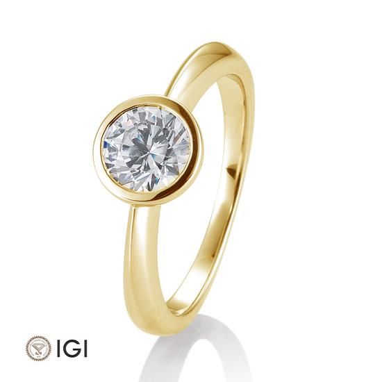 Breuning Solitaire Ring Breuning Solitaire Ring Zarge Gelb-Gold in der Hochzeitsschmiede Aachen kaufen