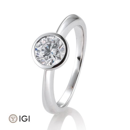 Breuning Solitaire Ring Breuning Solitaire Ring Zarge Weiss-Gold in der Hochzeitsschmiede Aachen kaufen