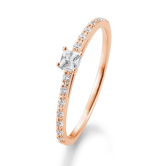 Breuning Verlobungsring Breuning Solitaire Princess Cut Rot-Gold in der Hochzeitsschmiede Aachen kaufen