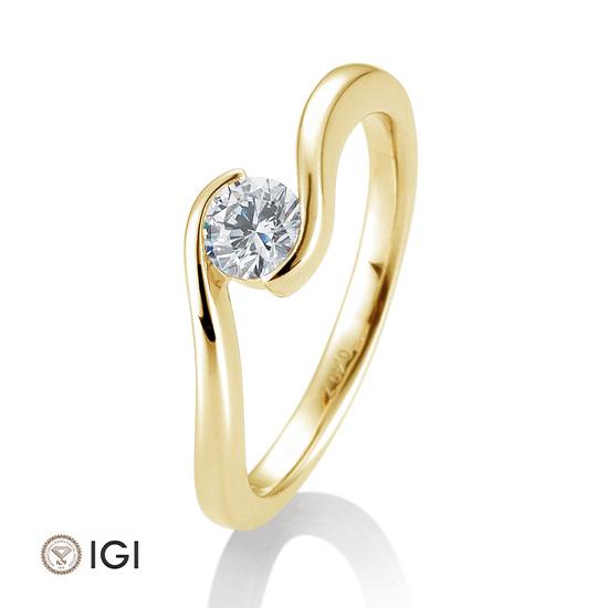 Breuning Solitaire Ring Breuning Solitaire Ring Schwung Gelb-Gold in der Hochzeitsschmiede Aachen kaufen