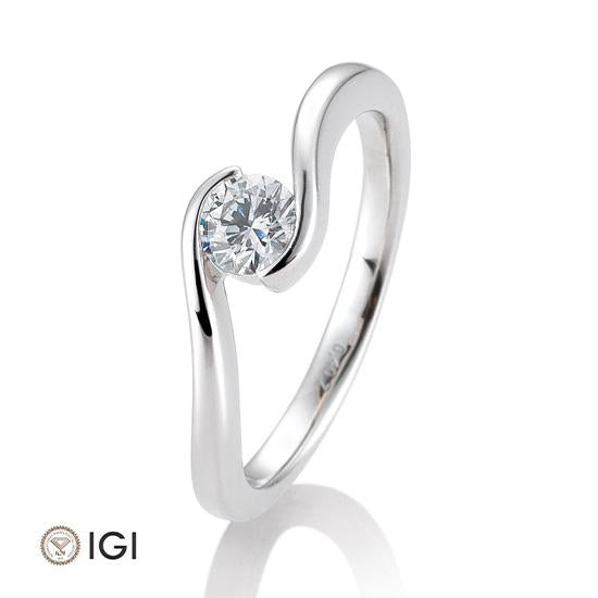 Breuning Solitaire Ring Breuning Solitaire Ring Schwung Weiss-Gold in der Hochzeitsschmiede Aachen kaufen