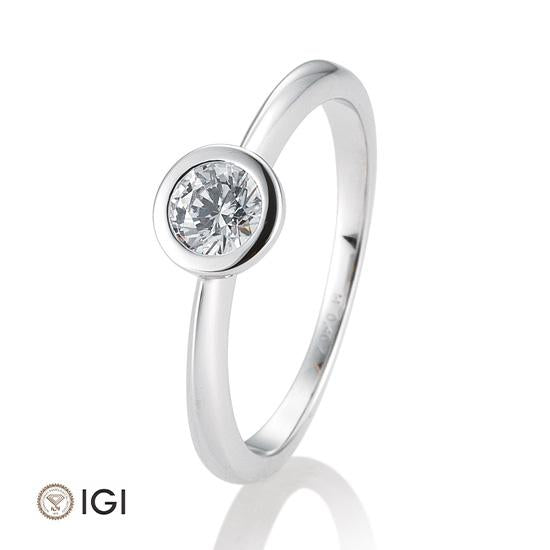 Breuning Solitaire Ring Breuning Solitaire Ring Zarge Weiss-Gold in der Hochzeitsschmiede Aachen kaufen