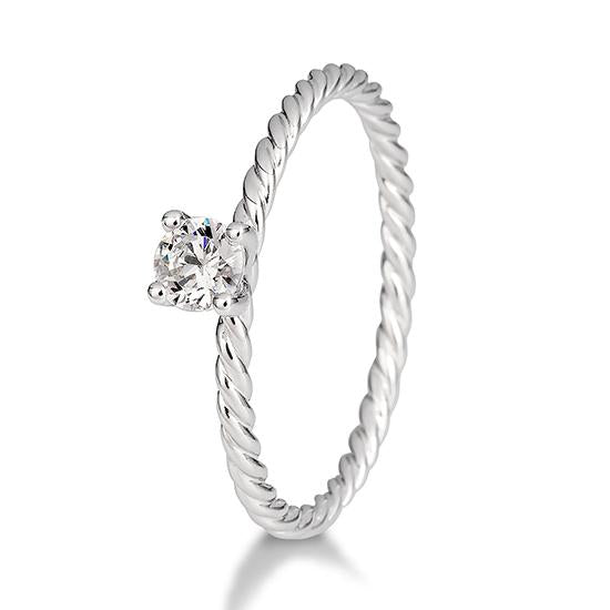 Breuning Verlobungsring Breuning Solitaire Verlobungsring Kordel Weiss-Gold in der Hochzeitsschmiede Aachen kaufen