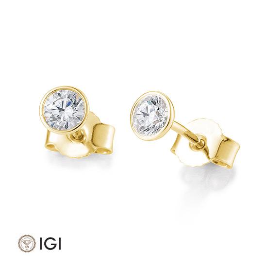 Breuning Ohrschmuck Breuning Solitaire Ohrstecker Zarge Gelb-Gold in der Hochzeitsschmiede Aachen kaufen