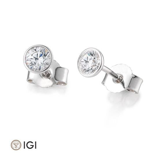 Breuning Ohrschmuck Breuning Solitaire Ohrstecker Zarge Weiss-Gold in der Hochzeitsschmiede Aachen kaufen