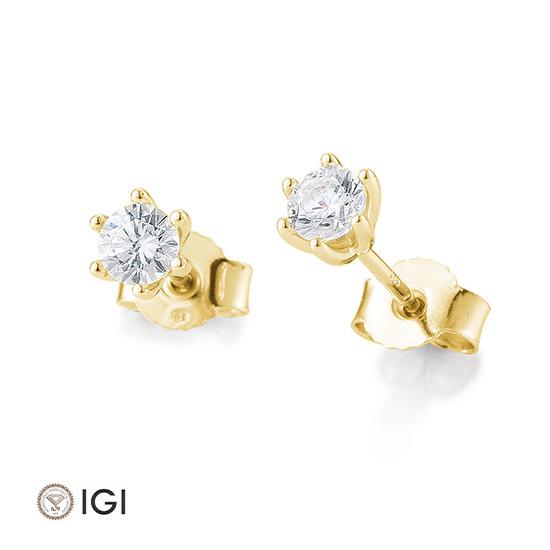 Breuning Ohrschmuck Breuning Solitaire Ohrstecker 6er Krappe Gelb-Gold in der Hochzeitsschmiede Aachen kaufen
