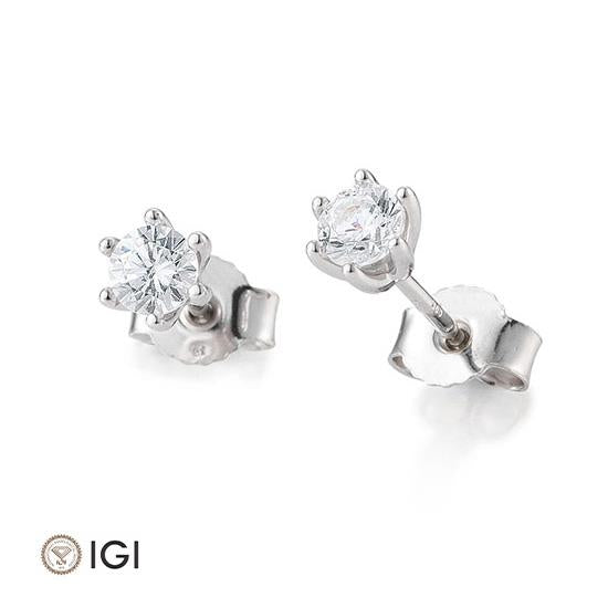Breuning Ohrschmuck Breuning Solitaire Ohrstecker 6er Krappe Weiss-Gold in der Hochzeitsschmiede Aachen kaufen