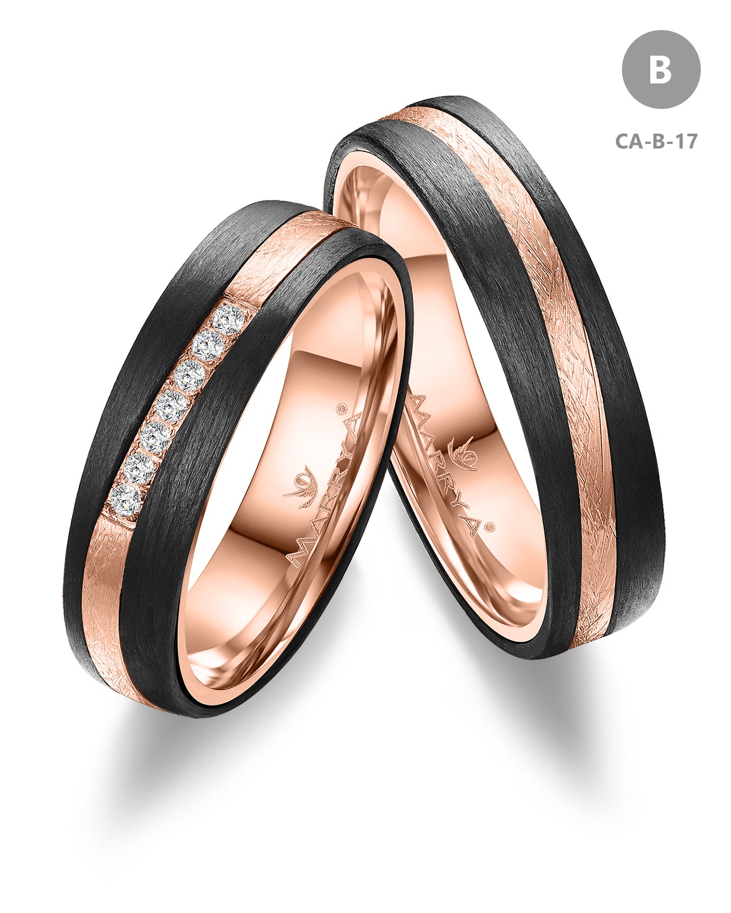 Trauringe Partnerringe 333 Gelbgold Carbon mit Zirkonia oder Brillant