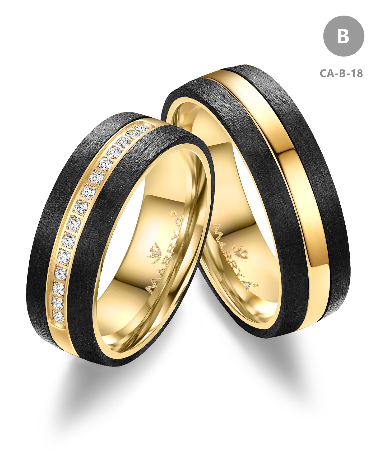 Trauringe Partnerringe  333 Weißgold  Carbon  mit Zirkonia oder Brillant