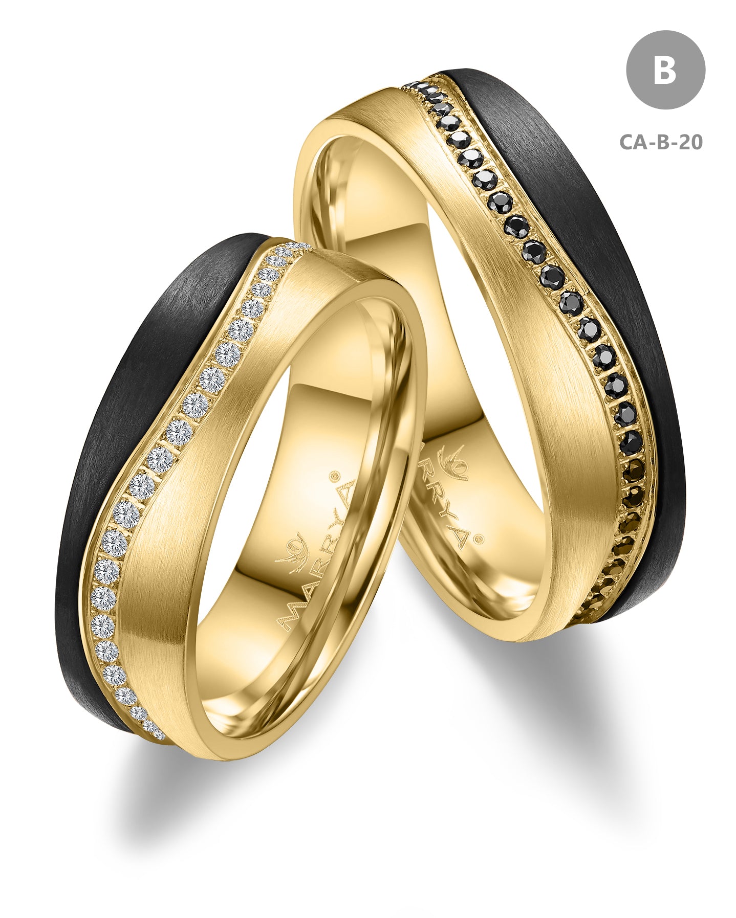 Trauringe Partnerringe  333 Weißgold  Carbon  mit Zirkonia oder Brillant