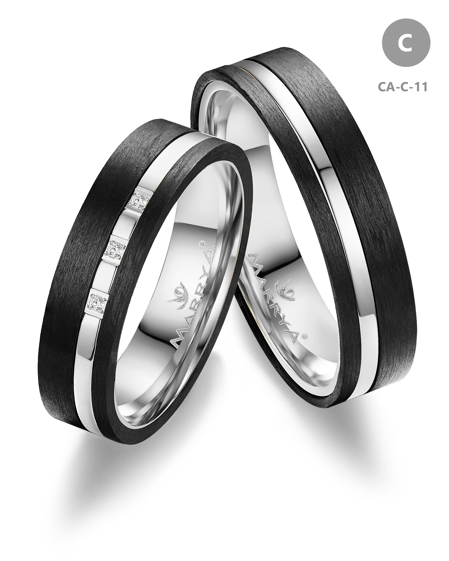 Trauringe Partnerringe 333  Gold mit Carbon Zirkonia oder Brillant