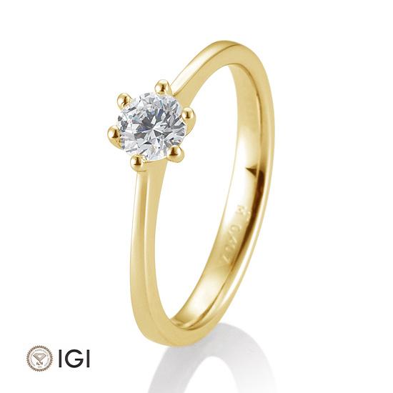 Breuning Verlobungsring Breuning Solitaire 6er Krappe Gelb-Gold in der Hochzeitsschmiede Aachen kaufen