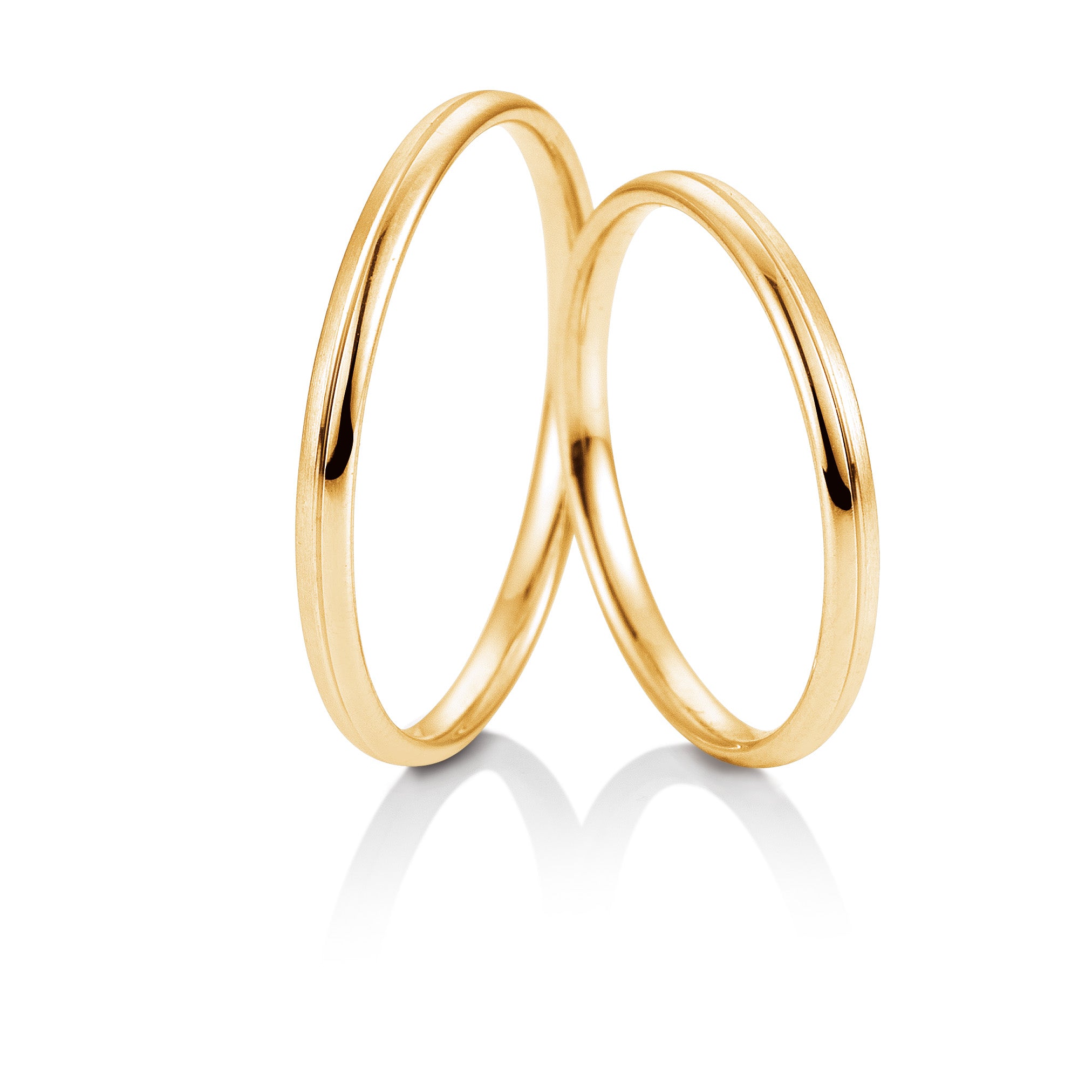 Klassische Trauringe in 2mm Breite in Gelbgold glänzend
