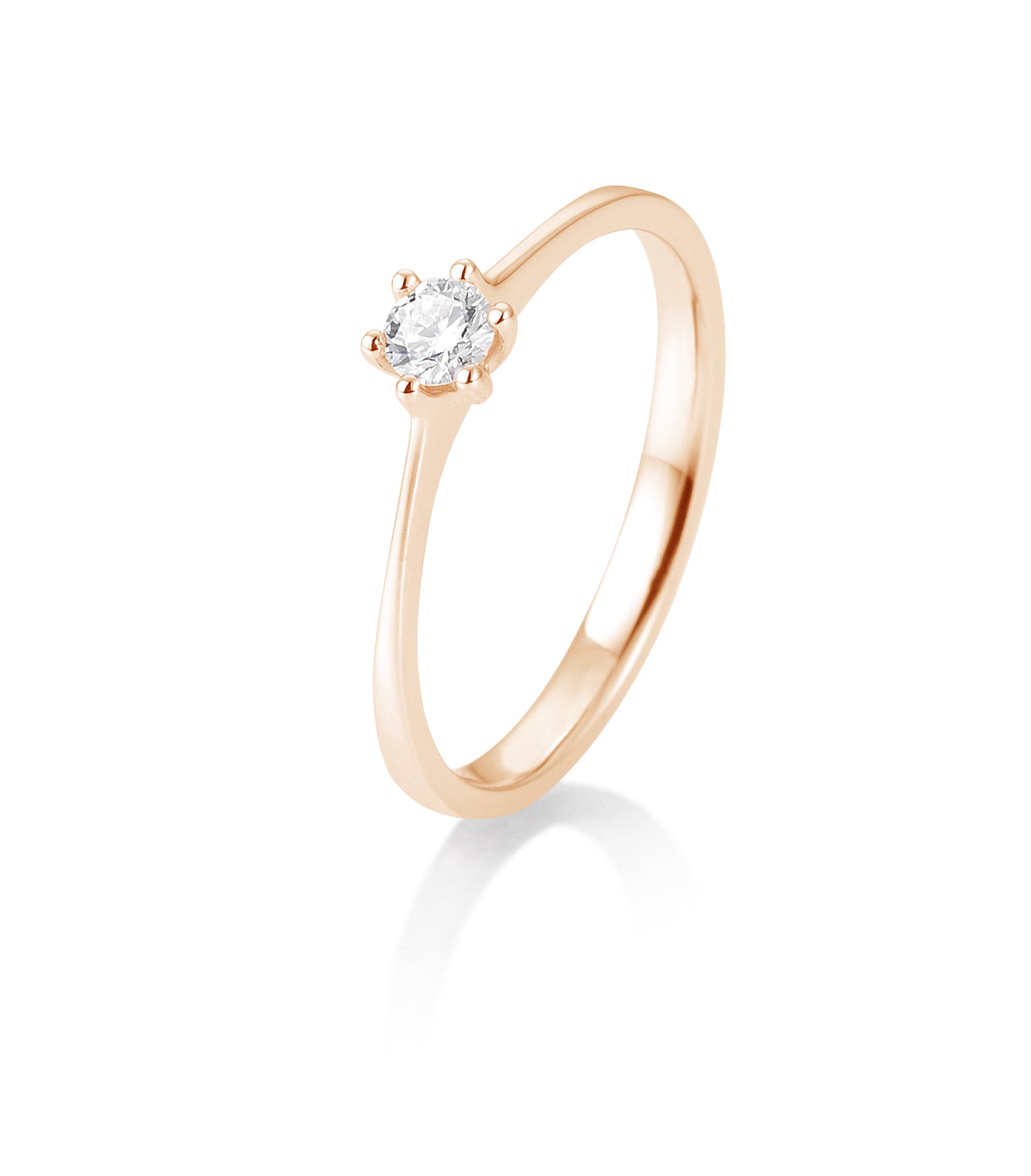 Verlobungsring 6er Krappe-in Rotgold Labor Diamanten 
