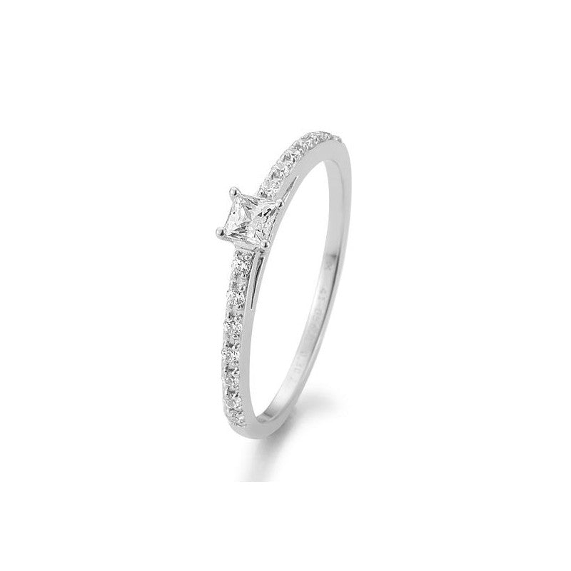Verlobungsring Princess Cut mit Brillant in Gold oder Platin