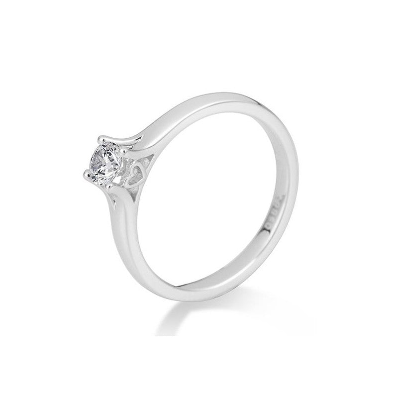 Verlobungsring Herz 4er Krappe mit Brillant in Gold oder Platin