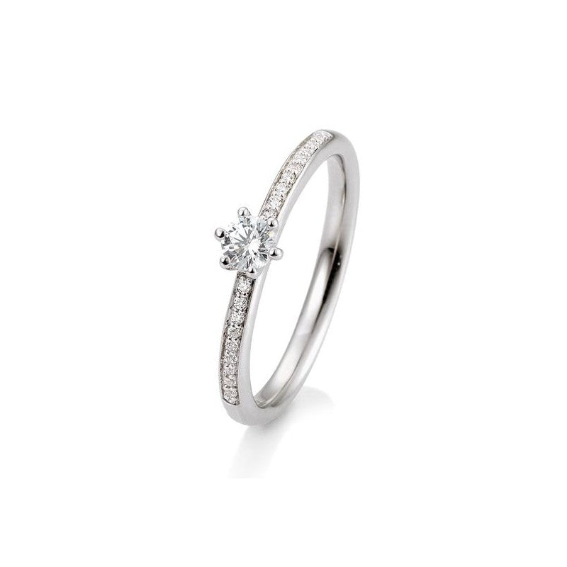 Verlobungsring Pavé 6er Krappe mit Brillanten in Gold oder Platin