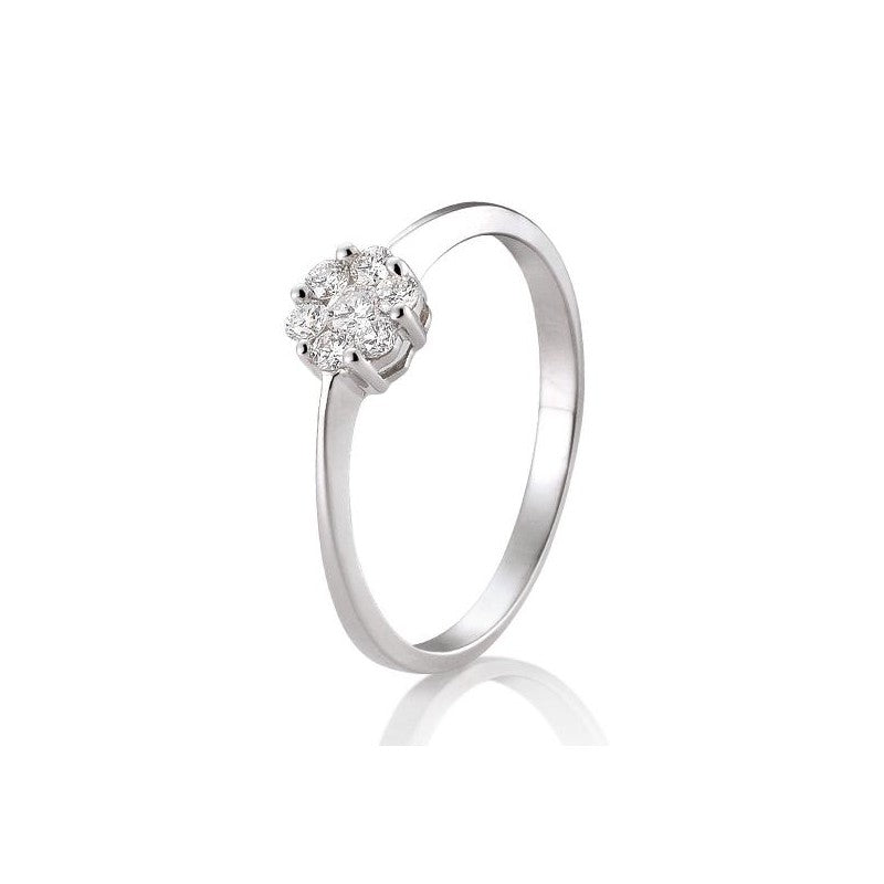Verlobungsring Flower mit Brillanten in Gold oder Platin