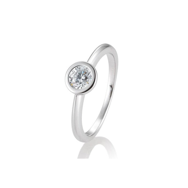 Verlobungsring Zarge mit Brillant in Gold oder Platin