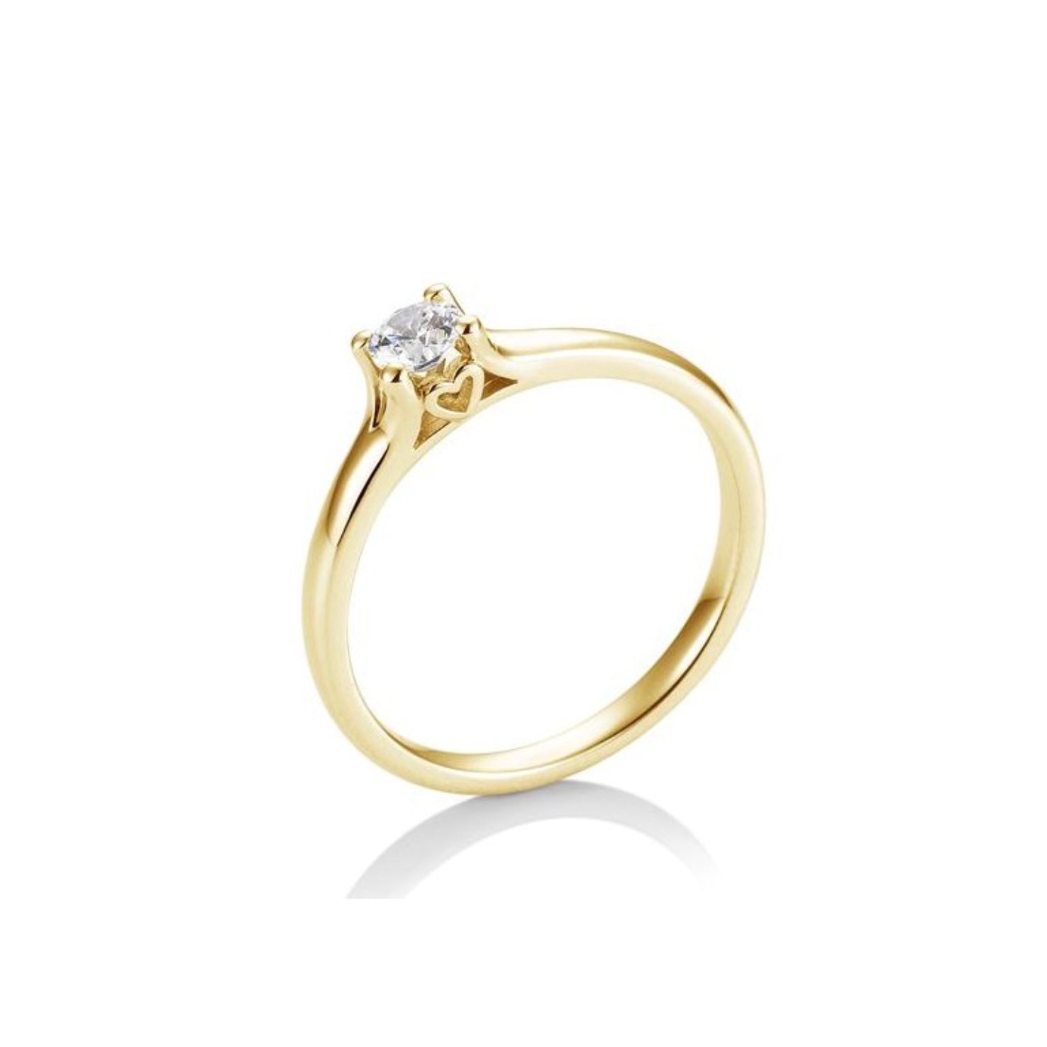 Verlobungsring Herz 4er Krappe mit Brillant in Gold oder Platin