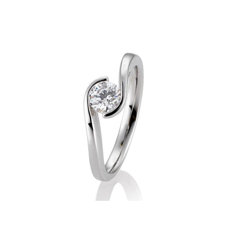 Verlobungsring Schwung mit Brillant in Gold oder Platin