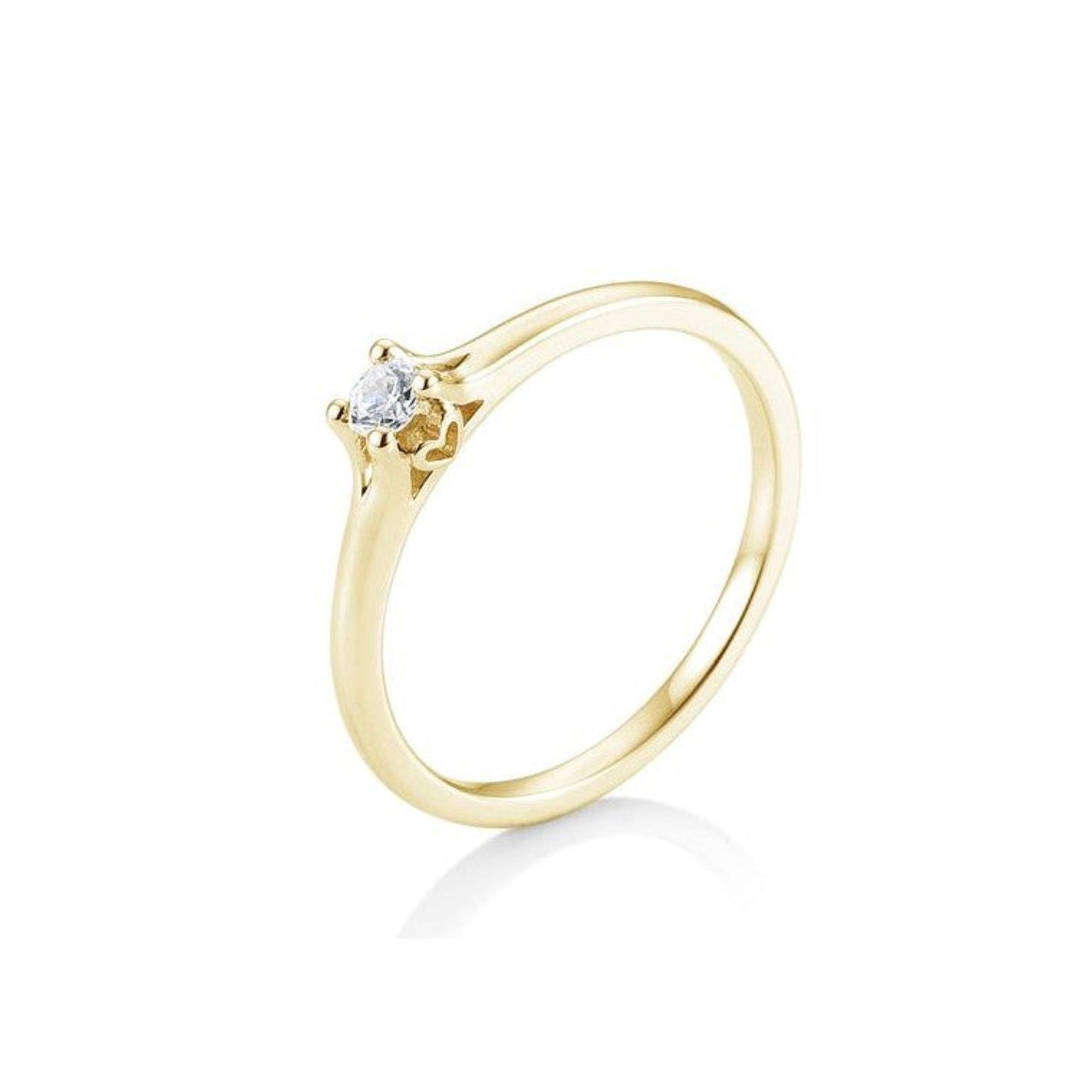 Verlobungsring Herz 4er Krappe mit Brillant in Gold oder Platin