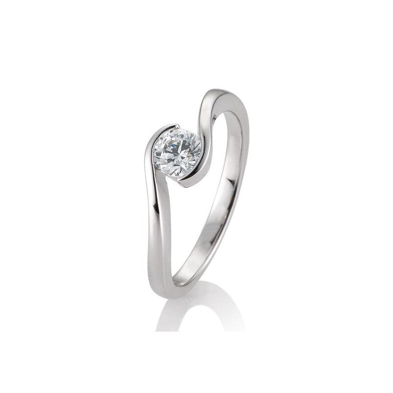 Verlobungsring Schwung mit Brillant in Gold oder Platin