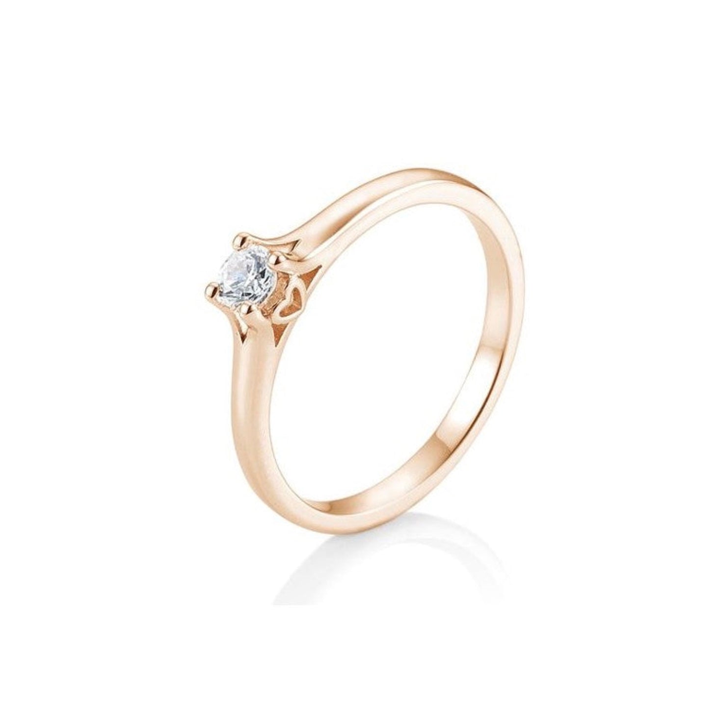 Verlobungsring Herz 4er Krappe mit Brillant in Gold oder Platin