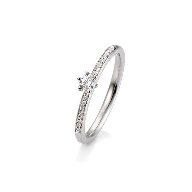 Verlobungsring Pavé 6er Krappe mit Brillanten in Gold oder Platin