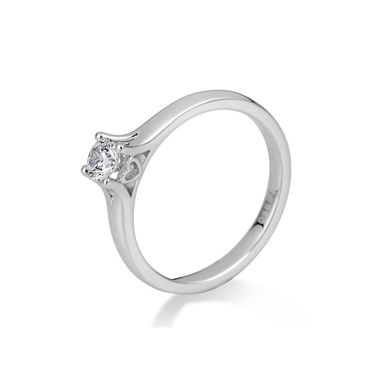 Verlobungsring Herz 4er Krappe mit Brillant in Gold oder Platin