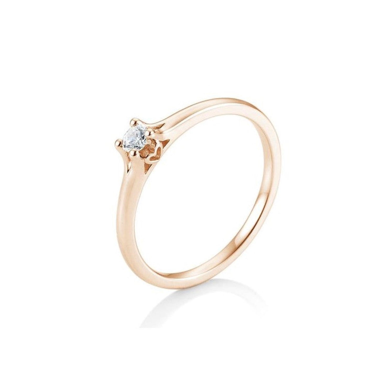 Verlobungsring Herz 4er Krappe mit Brillant in Gold oder Platin