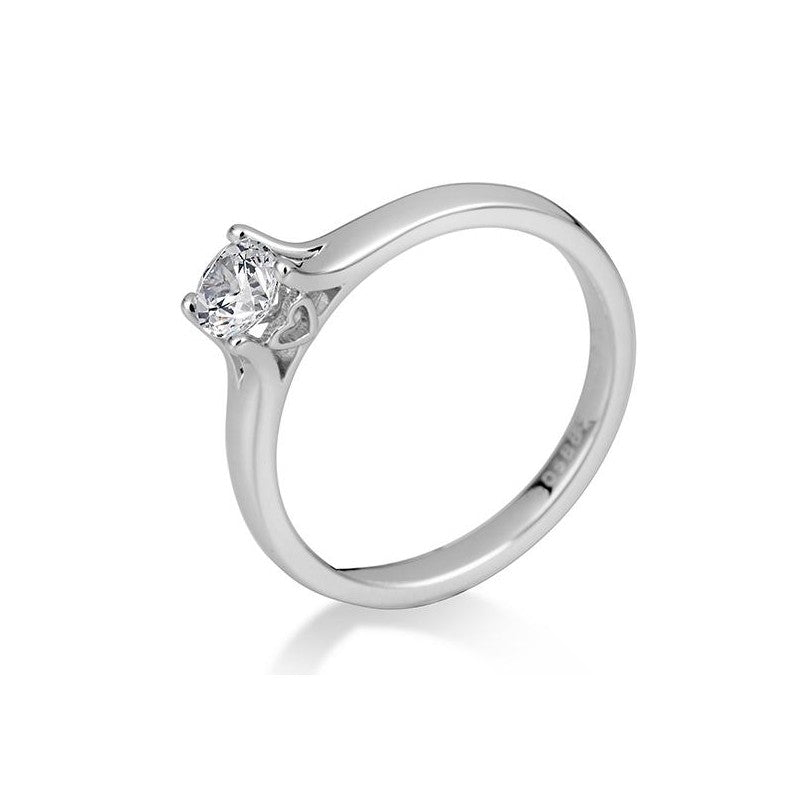 Verlobungsring Herz 4er Krappe mit Brillant in Gold oder Platin