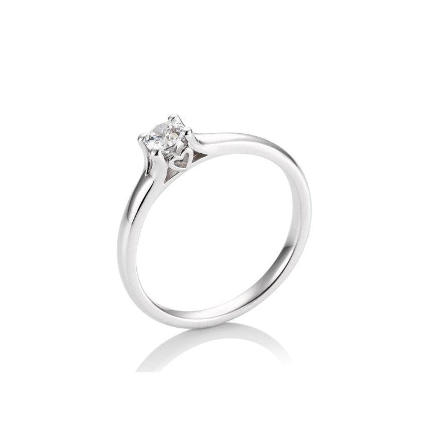 Verlobungsring Herz 4er Krappe mit Brillant in Gold oder Platin