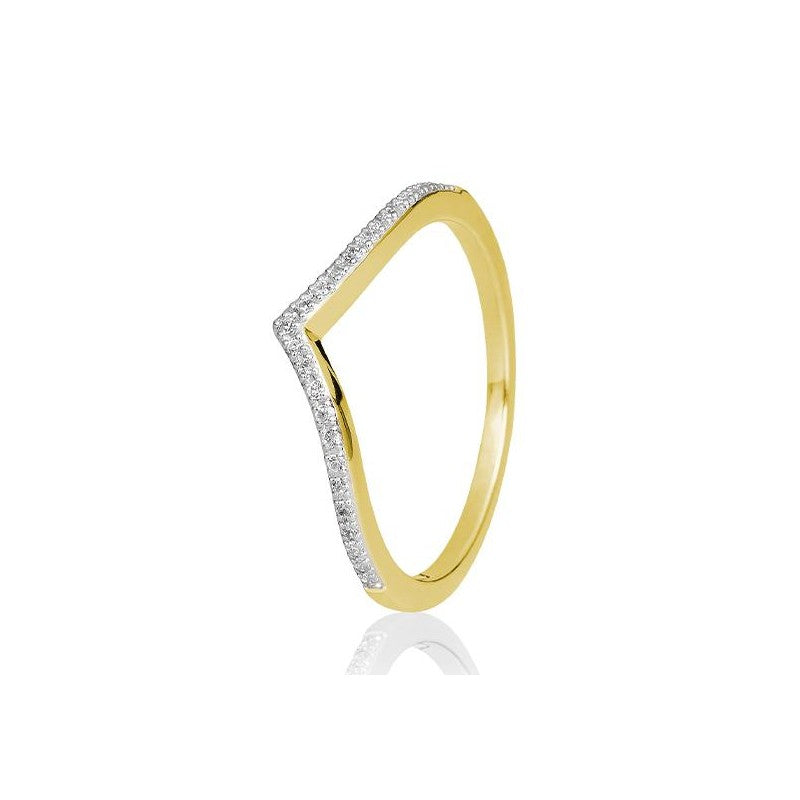 Memoire Ring -V- Form Vorsteckring in Gold