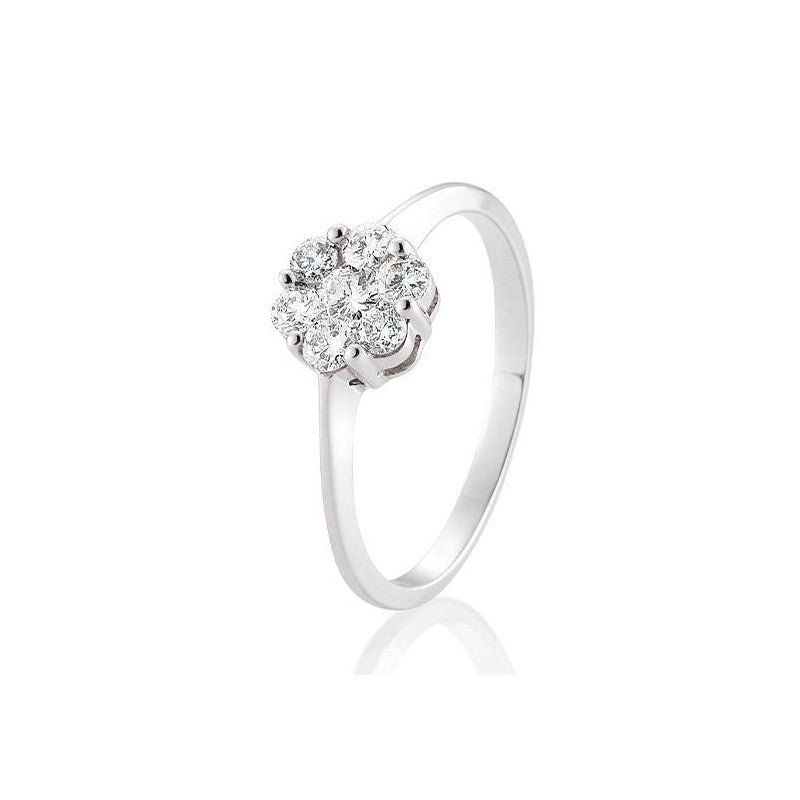 Verlobungsring Flower mit Brillanten in Gold oder Platin