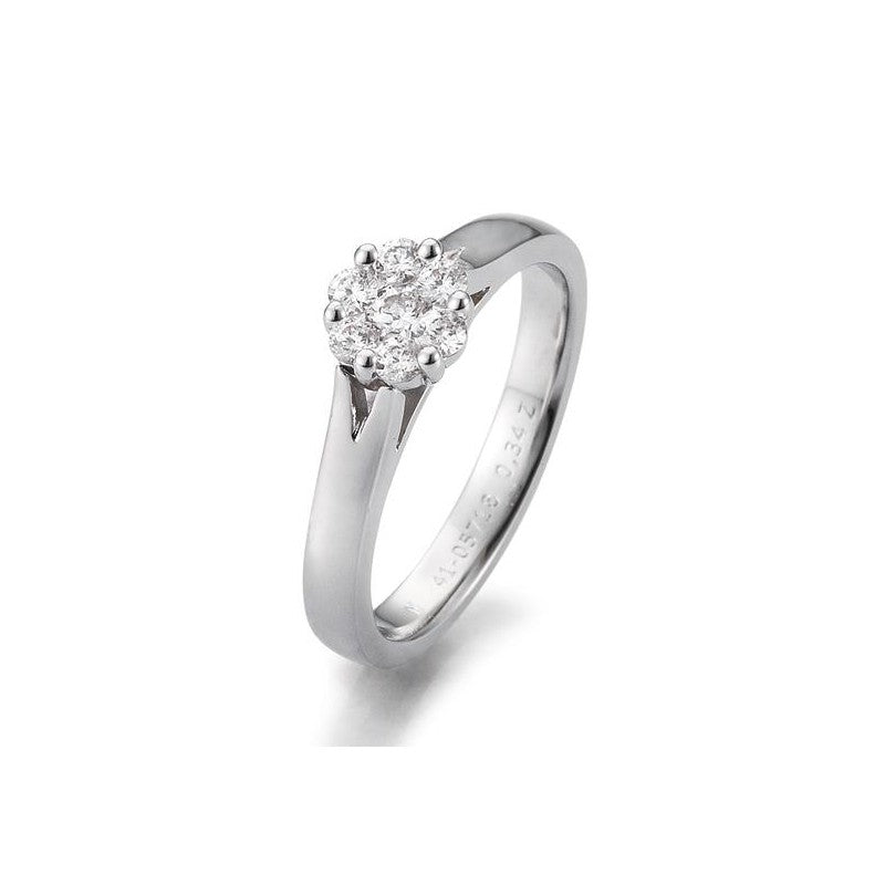 Verlobungsring Flower mit Brillanten in Gold oder Platin