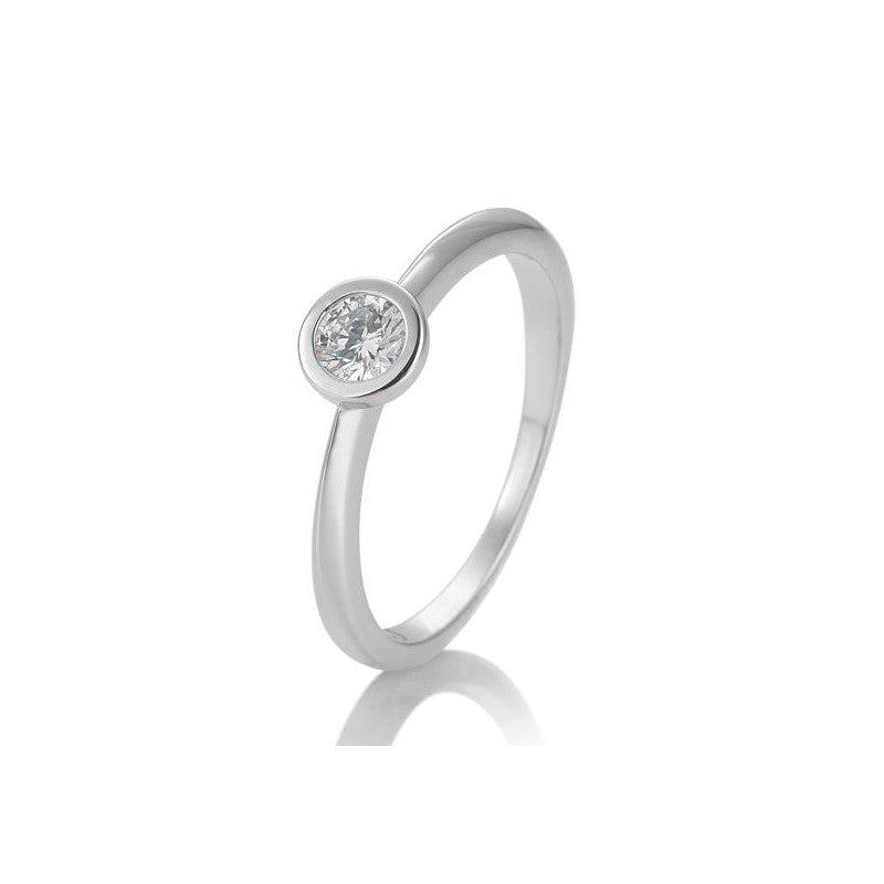 Verlobungsring Zarge mit Brillant in Gold oder Platin
