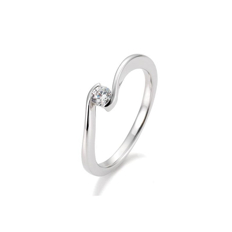 Verlobungsring Schwung mit Brillant in Gold oder Platin
