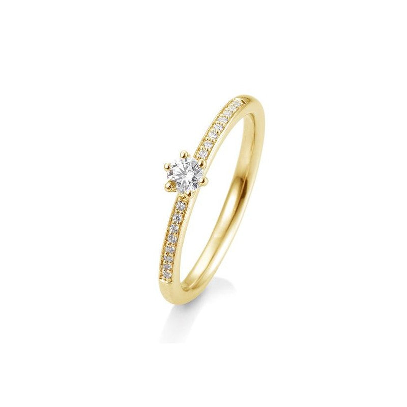 Verlobungsring Pavé 6er Krappe mit Brillanten in Gold oder Platin