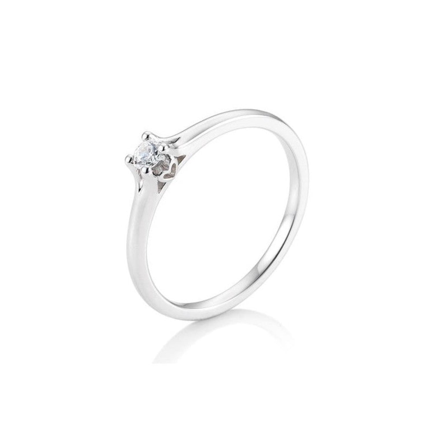 Verlobungsring Herz 4er Krappe mit Brillant in Gold oder Platin