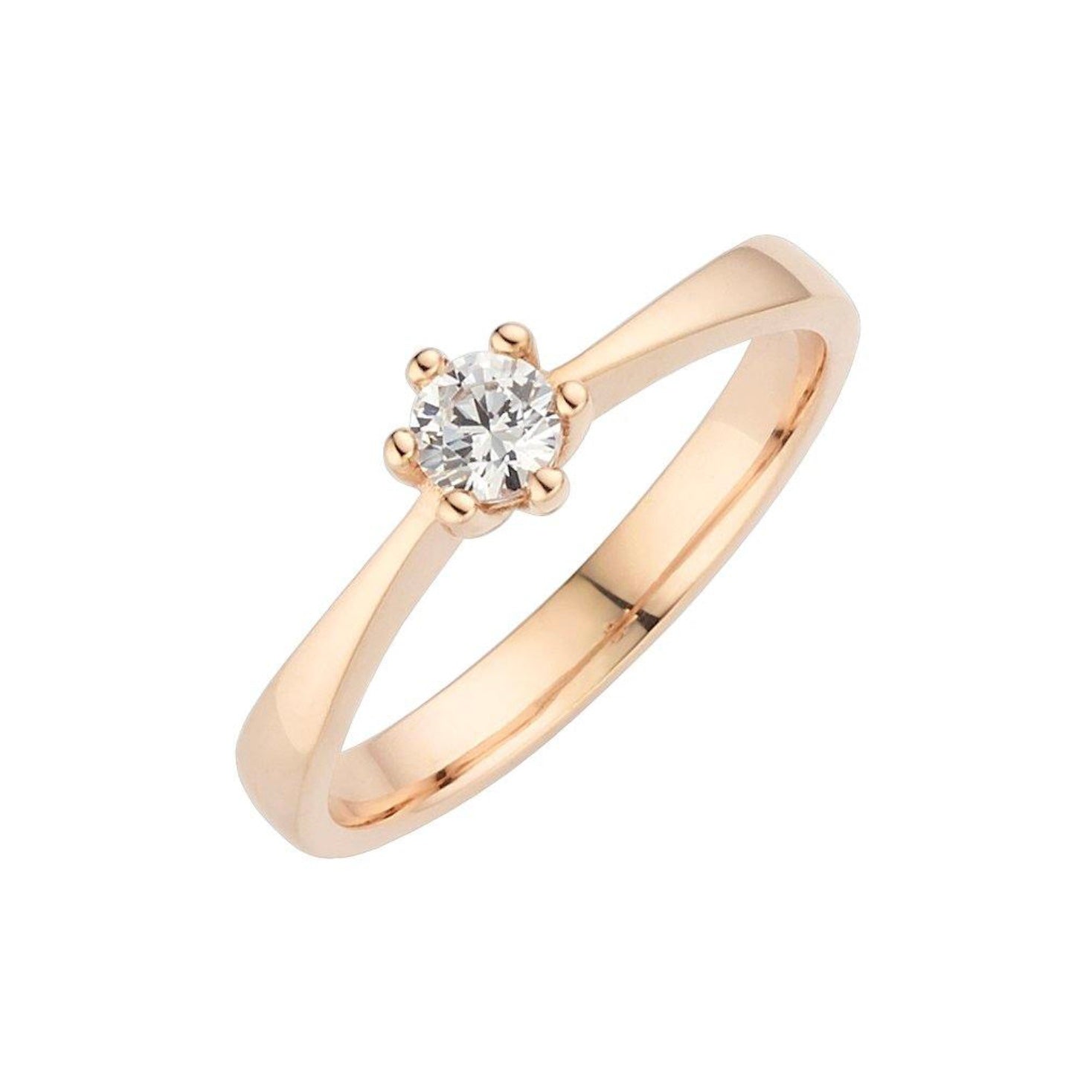Verlobungsring Rotgold mit Brillant in 6er Krappenfassung